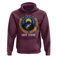 Cape Verde Volcano Blue Sharks Gold Laurel Crest Graphic Hoodie Retro Cabo Verde Heritage Pride