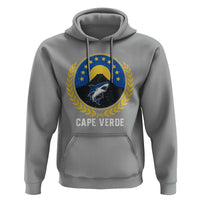 Cape Verde Volcano Blue Sharks Gold Laurel Crest Graphic Hoodie Retro Cabo Verde Heritage Pride