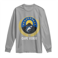 Cape Verde Volcano Blue Sharks Gold Laurel Crest Graphic Long Sleeve Shirt Retro Cabo Verde Heritage Pride