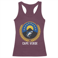 Cape Verde Volcano Blue Sharks Gold Laurel Crest Graphic Racerback Tank Top Retro Cabo Verde Heritage Pride