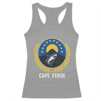 Cape Verde Volcano Blue Sharks Gold Laurel Crest Graphic Racerback Tank Top Retro Cabo Verde Heritage Pride