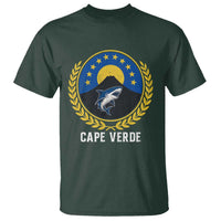 Cape Verde Volcano Blue Sharks Gold Laurel Crest Graphic T Shirt Retro Cabo Verde Heritage Pride