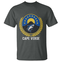 Cape Verde Volcano Blue Sharks Gold Laurel Crest Graphic T Shirt Retro Cabo Verde Heritage Pride