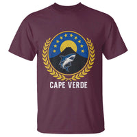 Cape Verde Volcano Blue Sharks Gold Laurel Crest Graphic T Shirt Retro Cabo Verde Heritage Pride