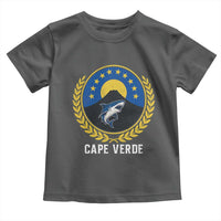Cape Verde Volcano Blue Sharks Gold Laurel Crest Graphic Toddler T Shirt Retro Cabo Verde Heritage Pride