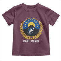 Cape Verde Volcano Blue Sharks Gold Laurel Crest Graphic Toddler T Shirt Retro Cabo Verde Heritage Pride