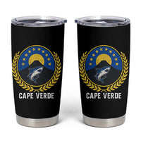 Cape Verde Volcano Blue Sharks Gold Laurel Crest Graphic Tumbler Cup Retro Cabo Verde Heritage Pride