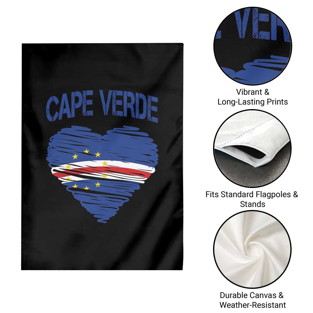 Cape Verde Scribble Flag Heart National Pride Garden Flag Cabo Verde Love