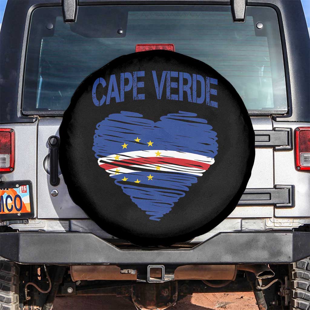 Cape Verde Scribble Flag Heart National Pride Spare Tire Cover Cabo Verde Love