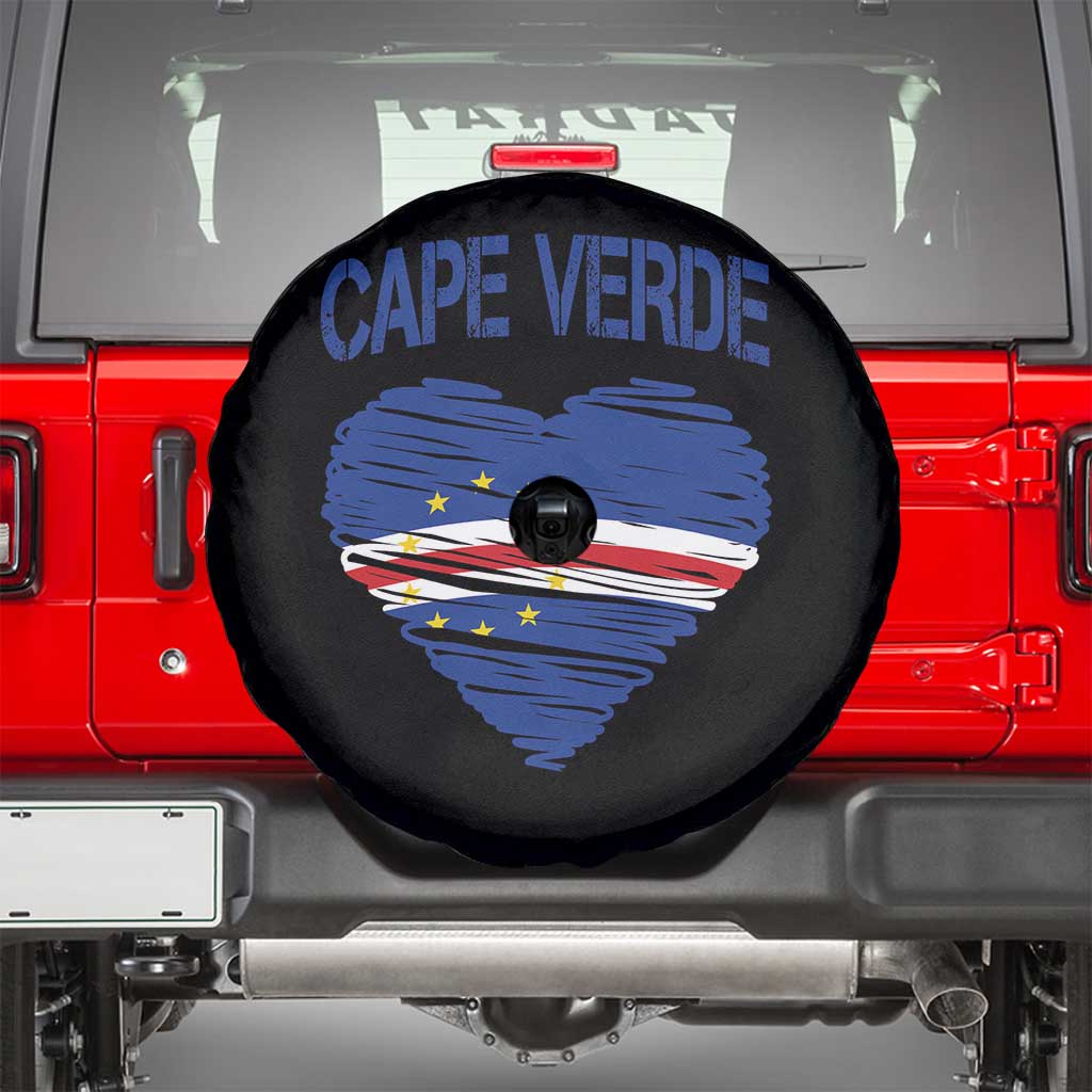 Cape Verde Scribble Flag Heart National Pride Spare Tire Cover Cabo Verde Love
