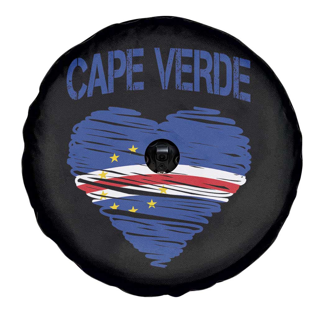 Cape Verde Scribble Flag Heart National Pride Spare Tire Cover Cabo Verde Love