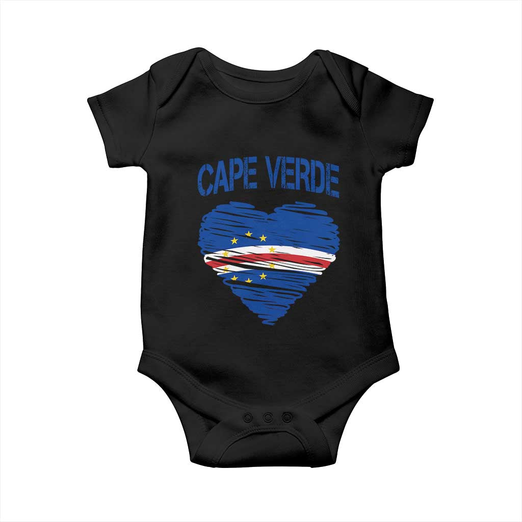 Cape Verde Scribble Flag Heart National Pride Baby Onesie Cabo Verde Love