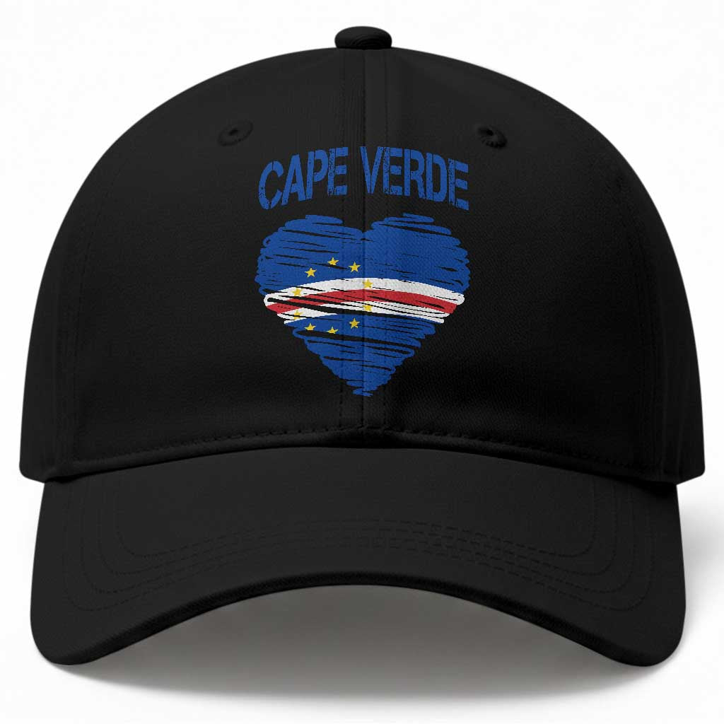 Cape Verde Scribble Flag Heart National Pride Baseball Cap Cabo Verde Love