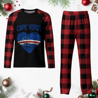 Cape Verde Scribble Flag Heart National Pride Plaid Pajama Set Cabo Verde Love