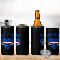 Cape Verde Scribble Flag Heart National Pride 4 in 1 Can Cooler Tumbler Cabo Verde Love