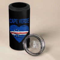 Cape Verde Scribble Flag Heart National Pride 4 in 1 Can Cooler Tumbler Cabo Verde Love