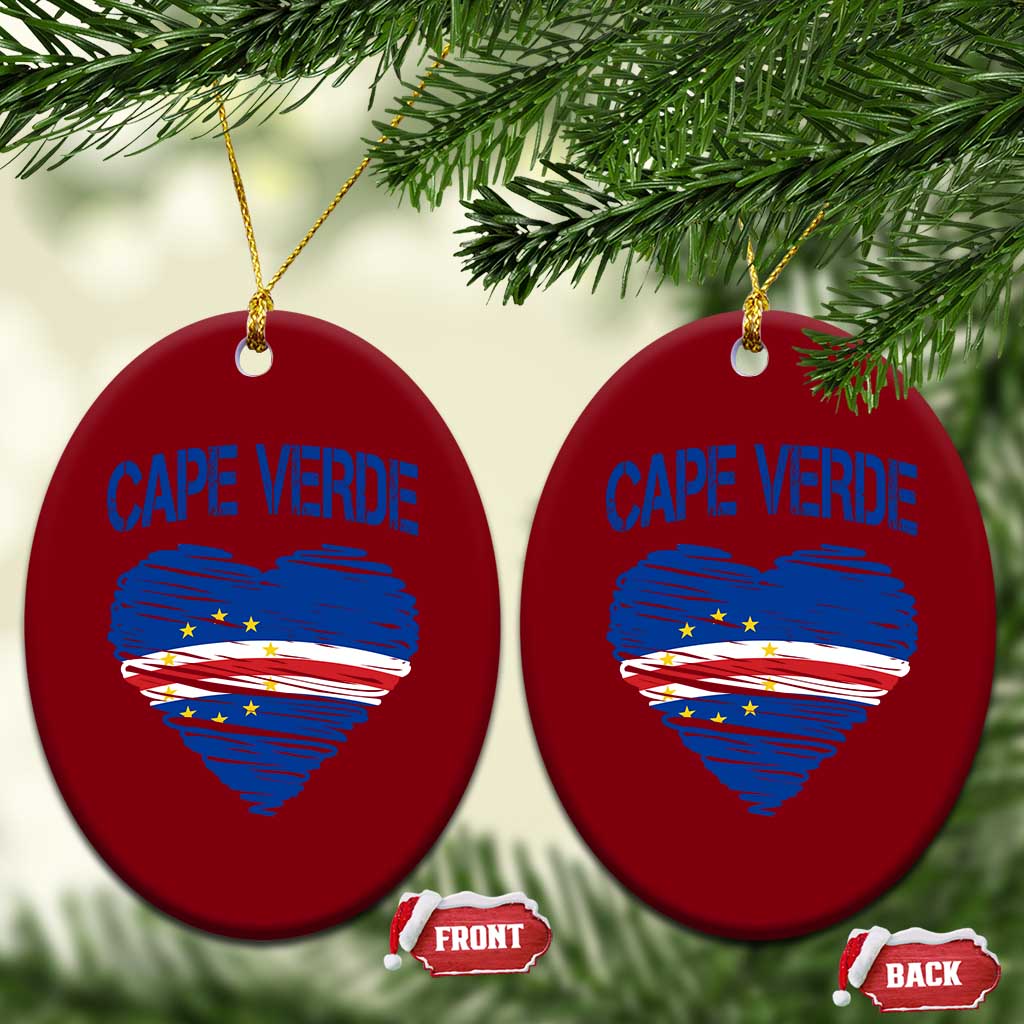Cape Verde Scribble Flag Heart National Pride Ceramic Ornament Cabo Verde Love