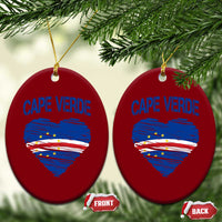 Cape Verde Scribble Flag Heart National Pride Ceramic Ornament Cabo Verde Love