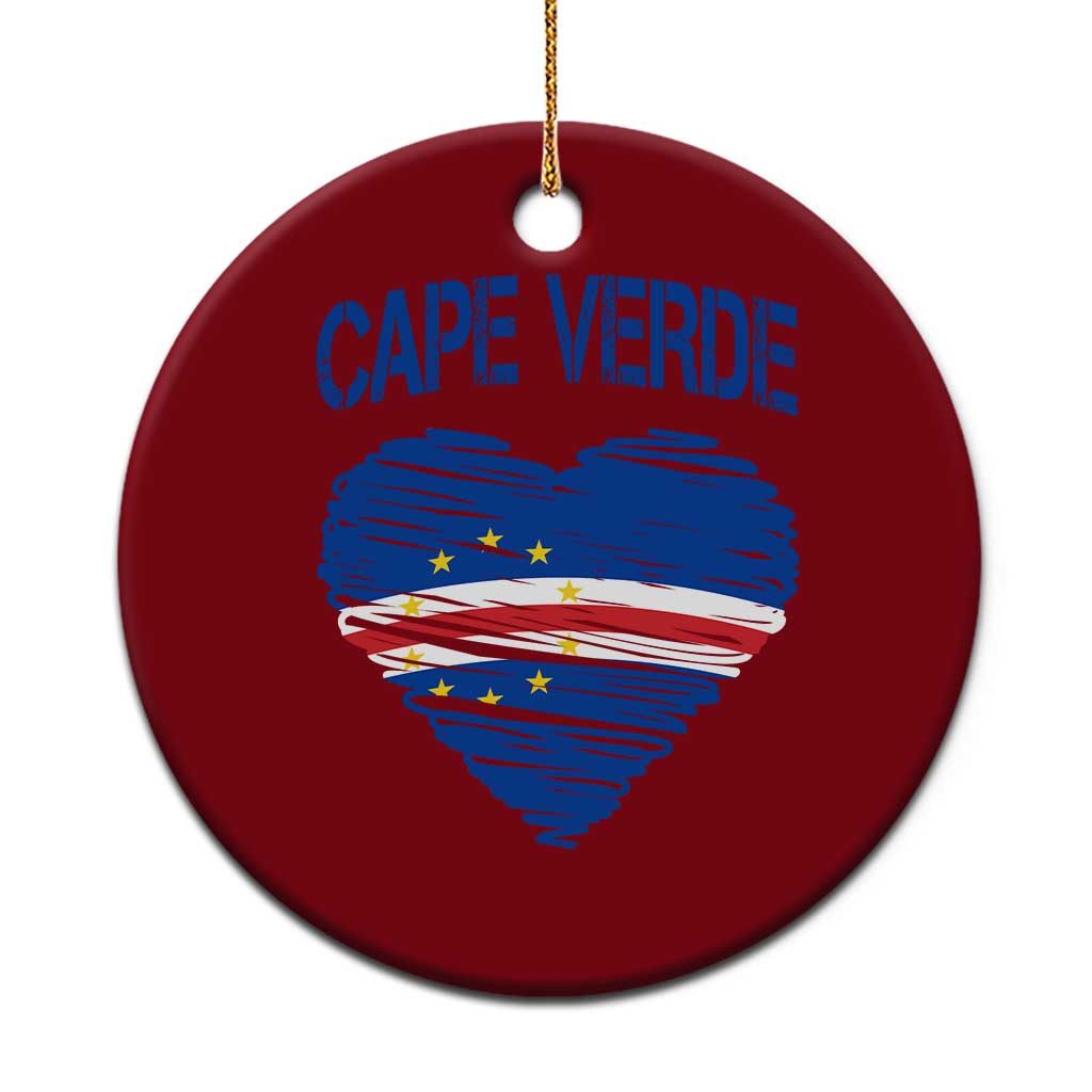 Cape Verde Scribble Flag Heart National Pride Ceramic Ornament Cabo Verde Love