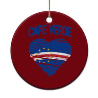 Cape Verde Scribble Flag Heart National Pride Ceramic Ornament Cabo Verde Love