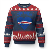 Cape Verde Scribble Flag Heart National Pride Ugly Christmas Sweater Cabo Verde Love