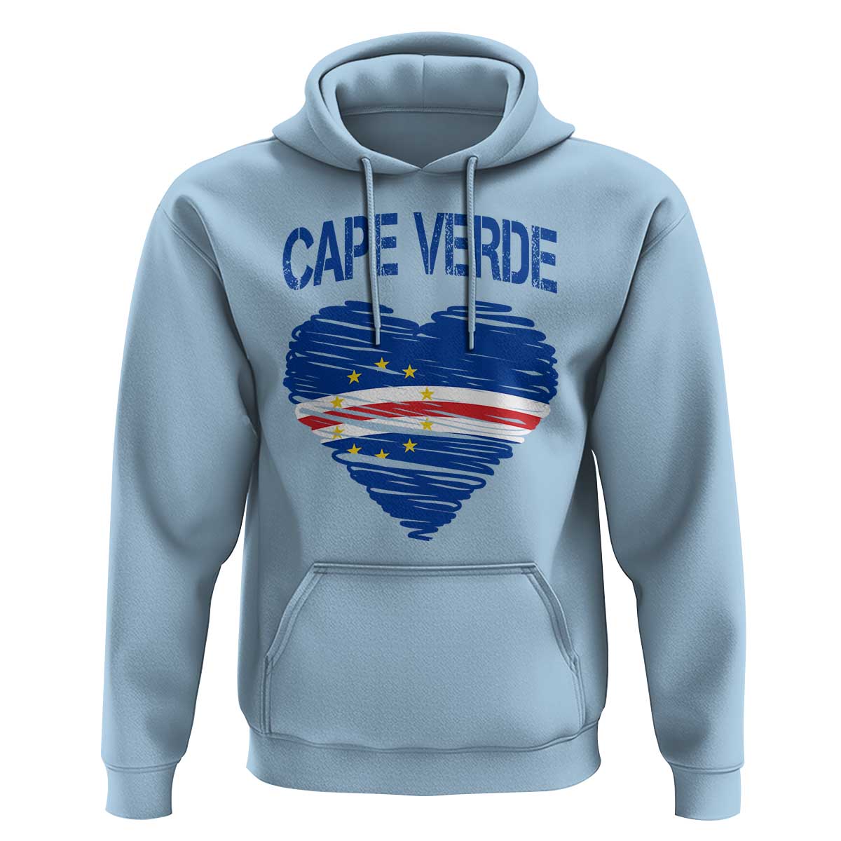 Cape Verde Scribble Flag Heart National Pride Hoodie Cabo Verde Love