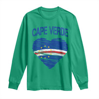 Cape Verde Scribble Flag Heart National Pride Long Sleeve Shirt Cabo Verde Love