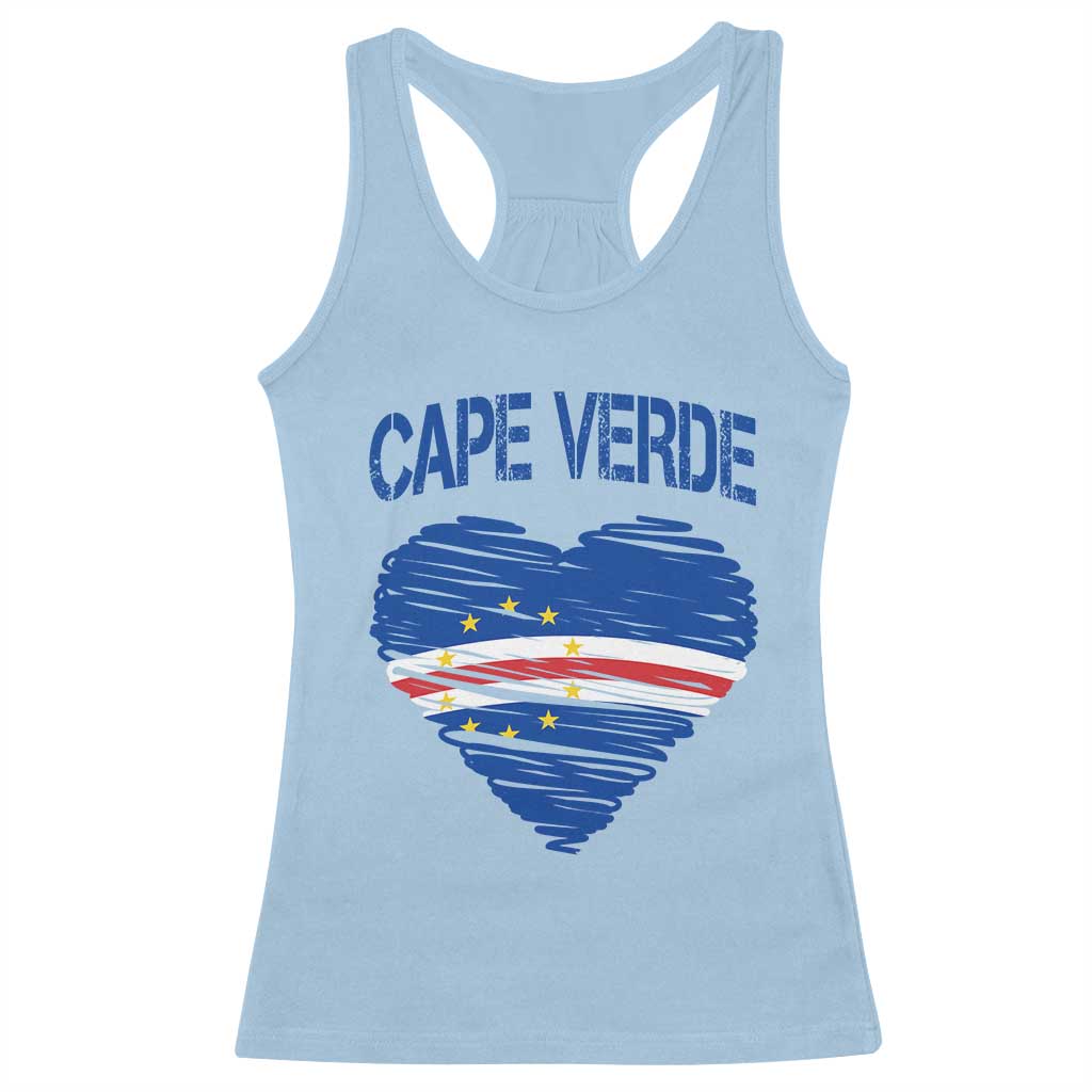 Cape Verde Scribble Flag Heart National Pride Racerback Tank Top Cabo Verde Love