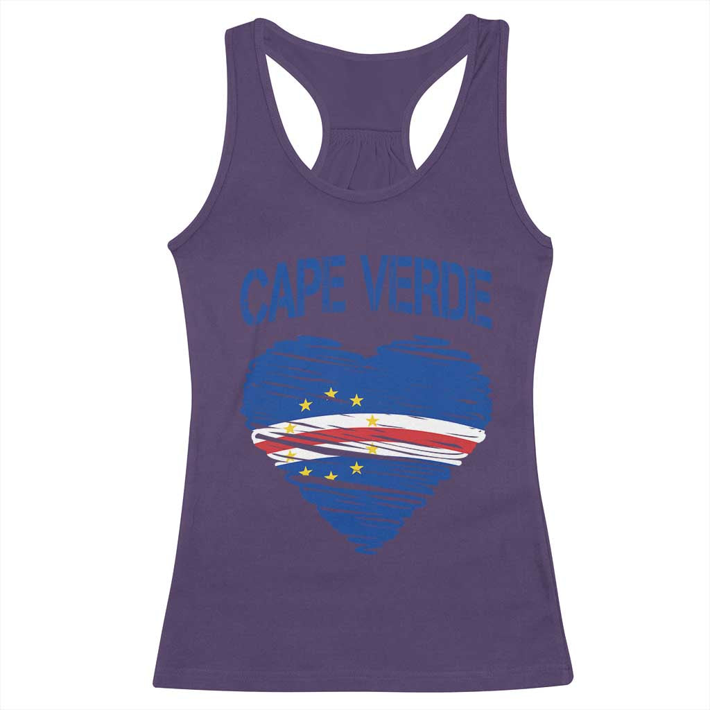 Cape Verde Scribble Flag Heart National Pride Racerback Tank Top Cabo Verde Love