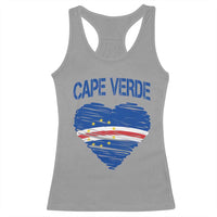 Cape Verde Scribble Flag Heart National Pride Racerback Tank Top Cabo Verde Love