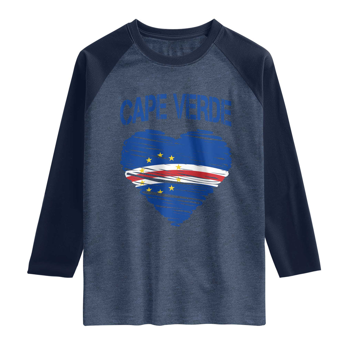Cape Verde Scribble Flag Heart National Pride Raglan Shirt Cabo Verde Love