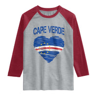 Cape Verde Scribble Flag Heart National Pride Raglan Shirt Cabo Verde Love
