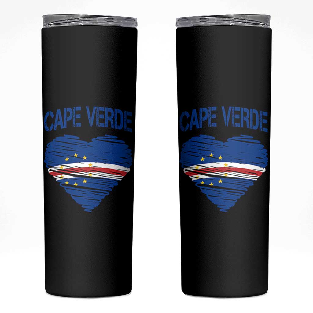 Cape Verde Scribble Flag Heart National Pride Skinny Tumbler Cabo Verde Love