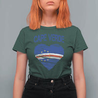 Cape Verde Scribble Flag Heart National Pride T Shirt For Women Cabo Verde Love