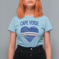 Cape Verde Scribble Flag Heart National Pride T Shirt For Women Cabo Verde Love