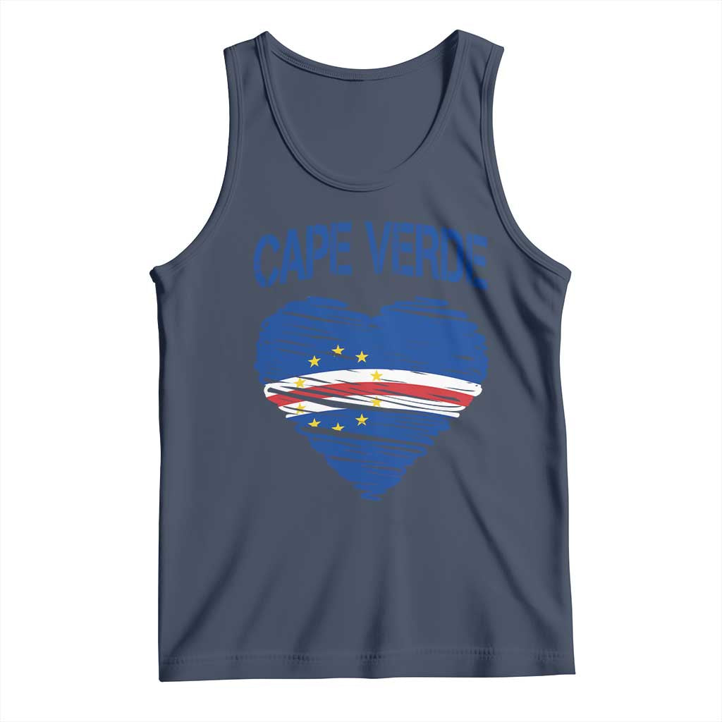 Cape Verde Scribble Flag Heart National Pride Tank Top Cabo Verde Love