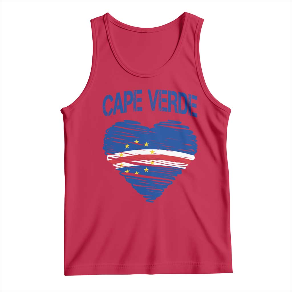 Cape Verde Scribble Flag Heart National Pride Tank Top Cabo Verde Love