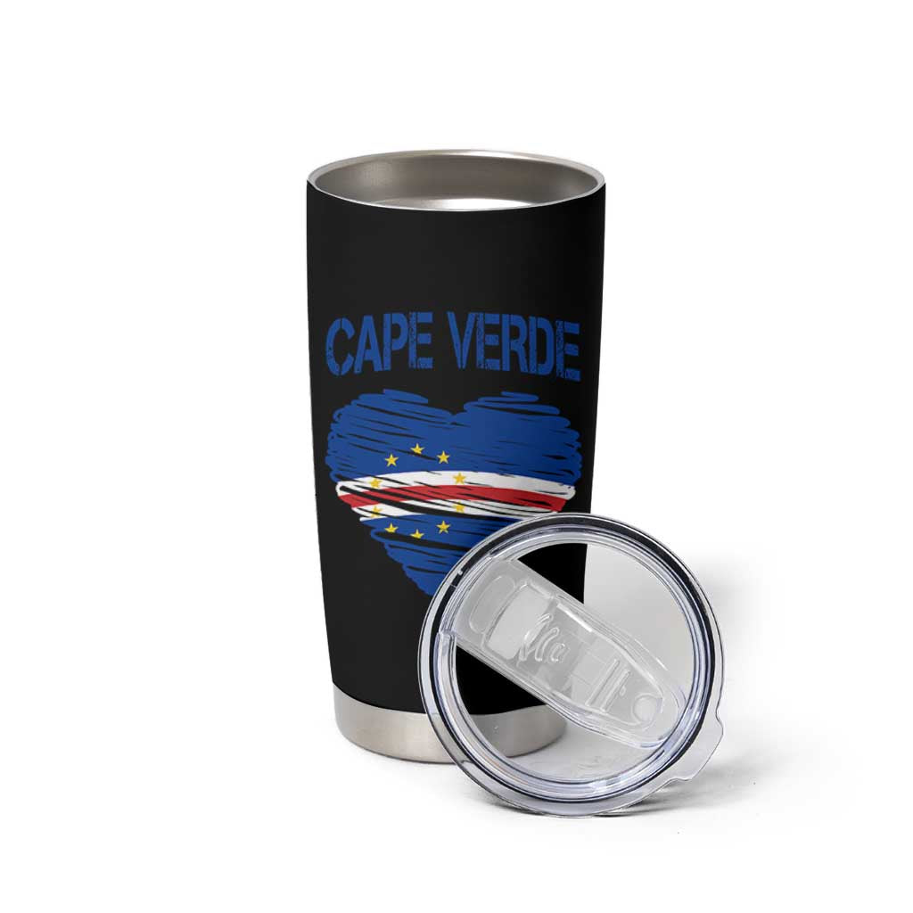 Cape Verde Scribble Flag Heart National Pride Tumbler Cup Cabo Verde Love