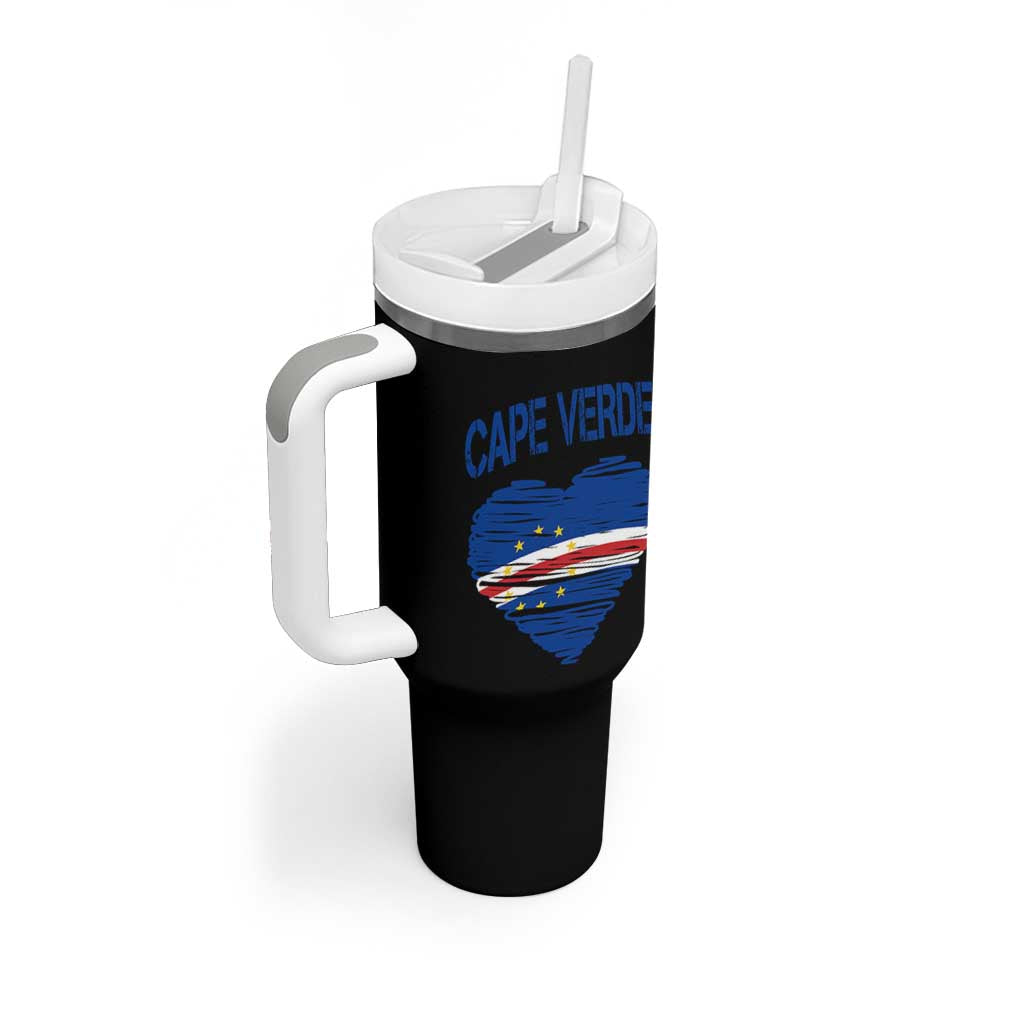 Cape Verde Scribble Flag Heart National Pride Tumbler With Handle Cabo Verde Love