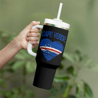 Cape Verde Scribble Flag Heart National Pride Tumbler With Handle Cabo Verde Love