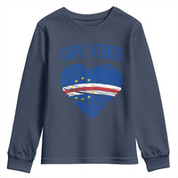 Cape Verde Scribble Flag Heart National Pride Youth Sweatshirt Cabo Verde Love