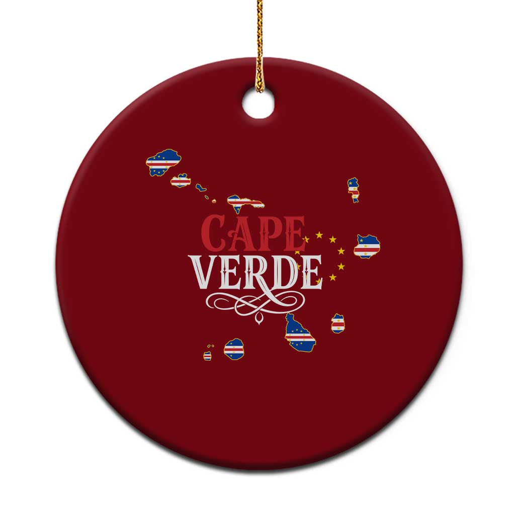 Cabo Verde Islands Flag Map Ceramic Ornament Cape Verde Vintage Pride