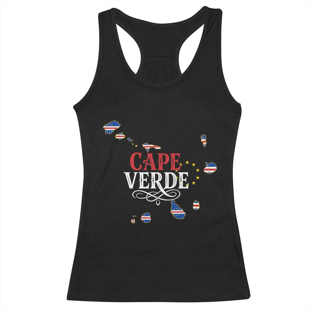 Cabo Verde Islands Flag Map Racerback Tank Top Cape Verde Vintage Pride
