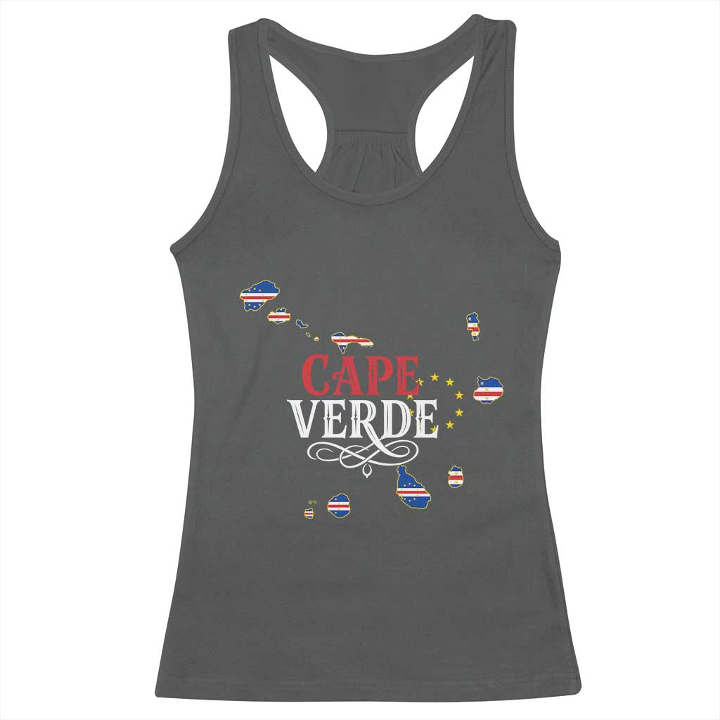 Cabo Verde Islands Flag Map Racerback Tank Top Cape Verde Vintage Pride