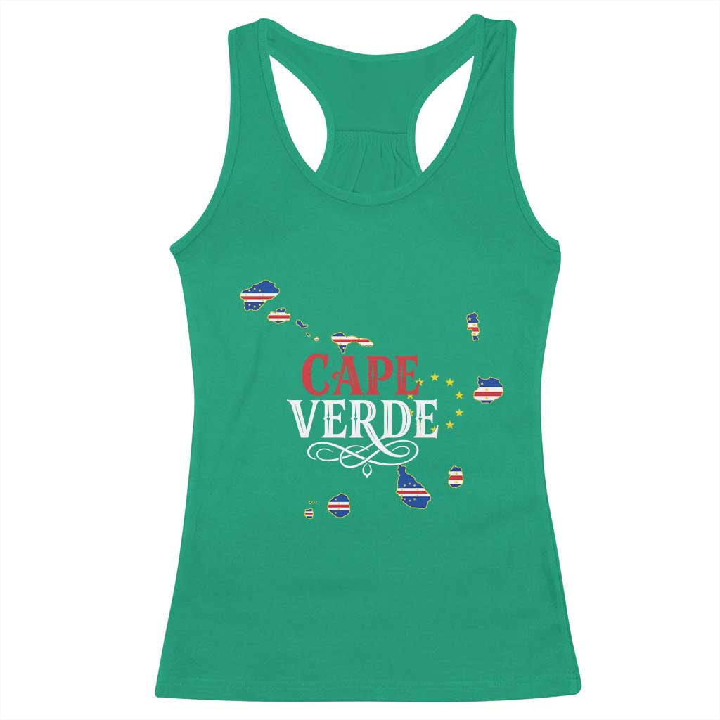 Cabo Verde Islands Flag Map Racerback Tank Top Cape Verde Vintage Pride