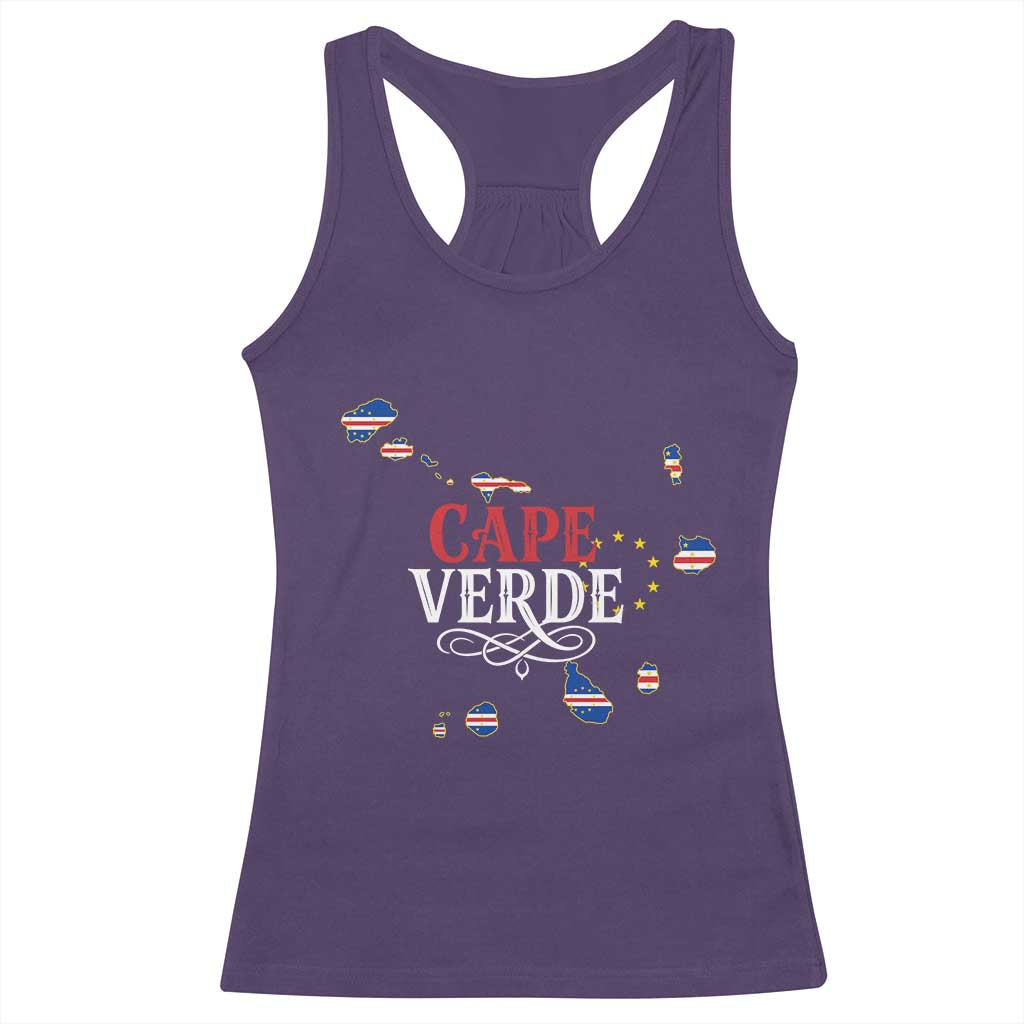 Cabo Verde Islands Flag Map Racerback Tank Top Cape Verde Vintage Pride