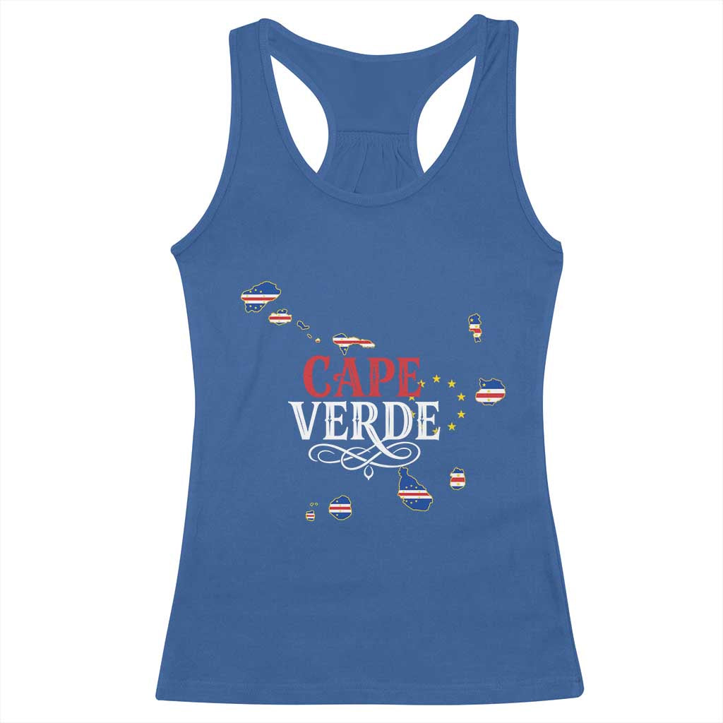 Cabo Verde Islands Flag Map Racerback Tank Top Cape Verde Vintage Pride