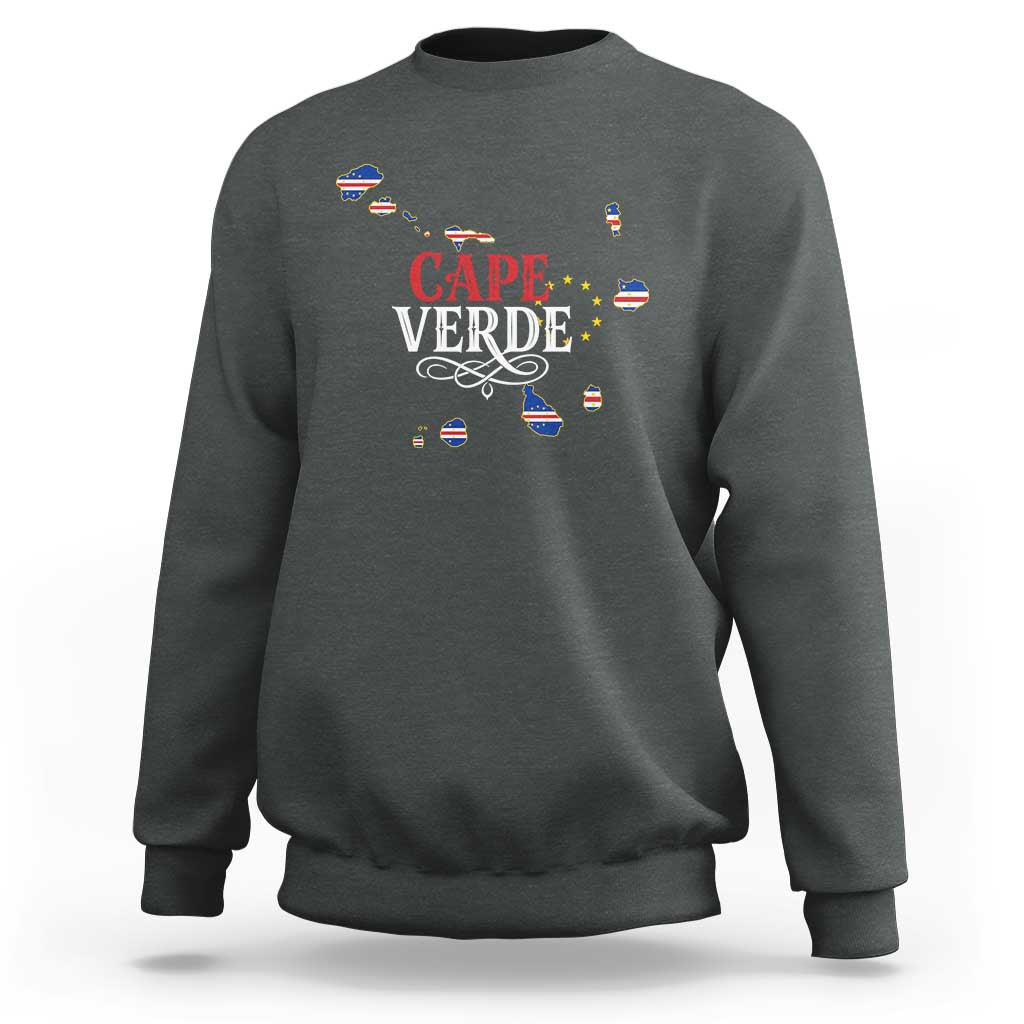 Cabo Verde Islands Flag Map Sweatshirt Cape Verde Vintage Pride
