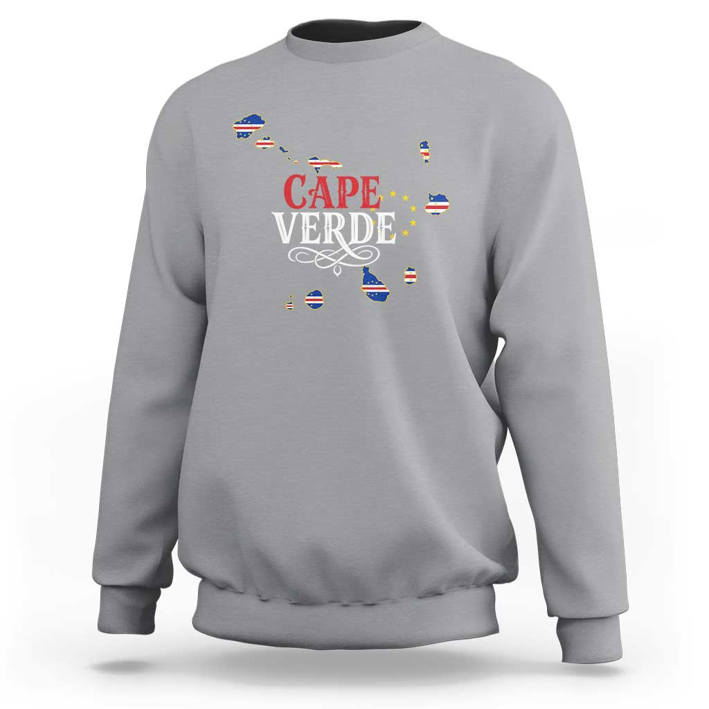 Cabo Verde Islands Flag Map Sweatshirt Cape Verde Vintage Pride