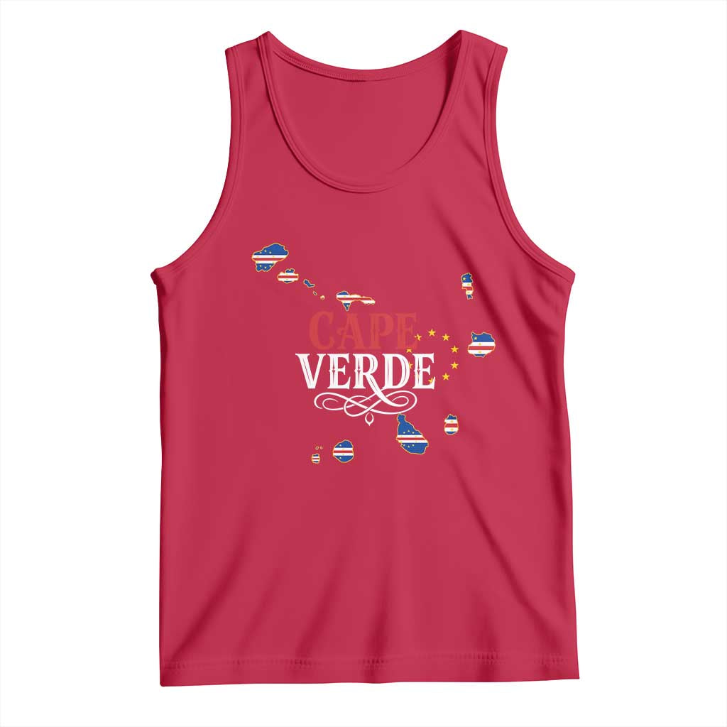 Cabo Verde Islands Flag Map Tank Top Cape Verde Vintage Pride